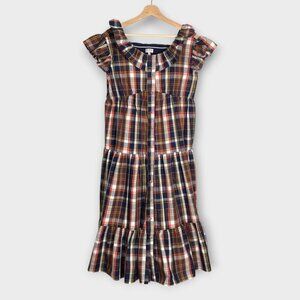 Blueberi Blvd Midi Dress Woman's XL Plaid 100% Cotton Cottagecore